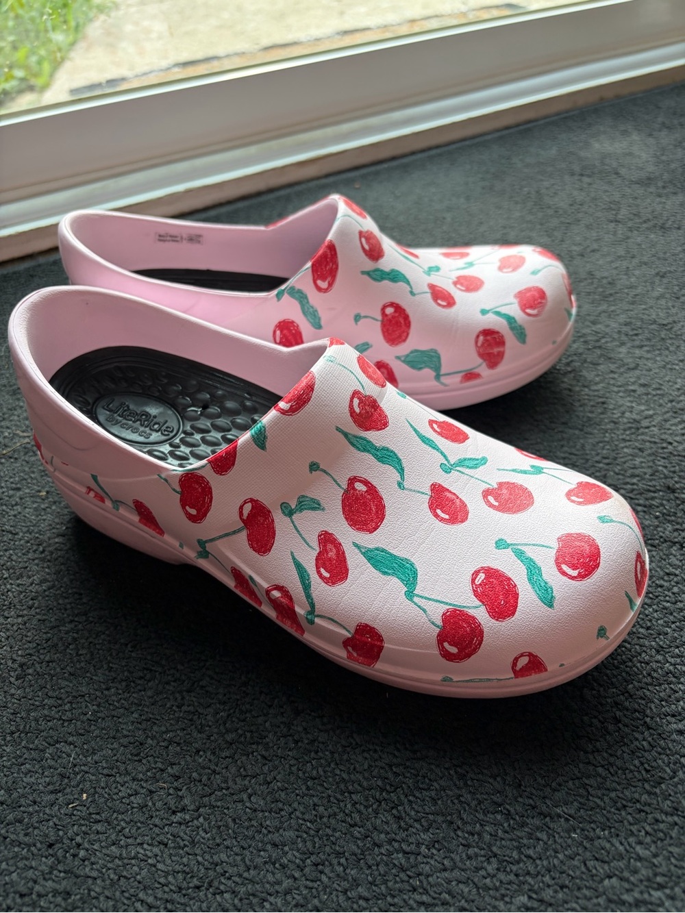 Women size 8 Pink Cherry Slip-On Clogs